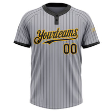 Загрузить изображение в средство просмотра галереи, Custom Gray Black Pinstripe Gold Two-Button Unisex Softball Jersey