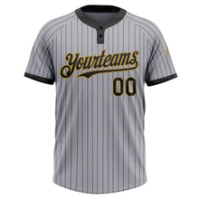 Загрузить изображение в средство просмотра галереи, Custom Gray Black Pinstripe Old Gold Two-Button Unisex Softball Jersey