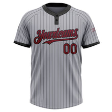 Загрузить изображение в средство просмотра галереи, Custom Gray Black Pinstripe Crimson Two-Button Unisex Softball Jersey