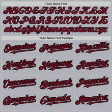 Загрузить изображение в средство просмотра галереи, Custom Gray Black Pinstripe Crimson Two-Button Unisex Softball Jersey