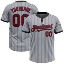 Загрузить изображение в средство просмотра галереи, Custom Gray Black Pinstripe Crimson Two-Button Unisex Softball Jersey