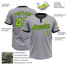 Загрузить изображение в средство просмотра галереи, Custom Gray Black Pinstripe Neon Green Two-Button Unisex Softball Jersey