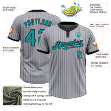 Загрузить изображение в средство просмотра галереи, Custom Gray Black Pinstripe Teal Two-Button Unisex Softball Jersey