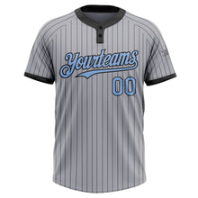 Загрузить изображение в средство просмотра галереи, Custom Gray Black Pinstripe Light Blue Two-Button Unisex Softball Jersey