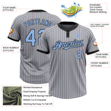 Загрузить изображение в средство просмотра галереи, Custom Gray Black Pinstripe Light Blue Two-Button Unisex Softball Jersey