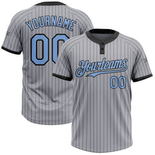 Загрузить изображение в средство просмотра галереи, Custom Gray Black Pinstripe Light Blue Two-Button Unisex Softball Jersey