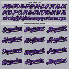 Загрузить изображение в средство просмотра галереи, Custom Gray Black Pinstripe Purple Two-Button Unisex Softball Jersey