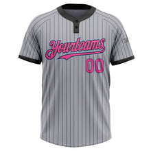 Загрузить изображение в средство просмотра галереи, Custom Gray Black Pinstripe Pink-Light Blue Two-Button Unisex Softball Jersey