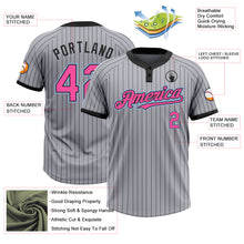Загрузить изображение в средство просмотра галереи, Custom Gray Black Pinstripe Pink-Light Blue Two-Button Unisex Softball Jersey