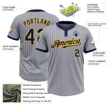 Загрузить изображение в средство просмотра галереи, Custom Gray Navy Pinstripe Gold Two-Button Unisex Softball Jersey