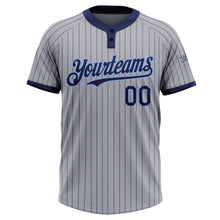 Загрузить изображение в средство просмотра галереи, Custom Gray Navy Pinstripe Light Blue Two-Button Unisex Softball Jersey
