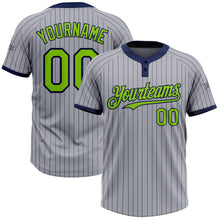 Загрузить изображение в средство просмотра галереи, Custom Gray Navy Pinstripe Neon Green Two-Button Unisex Softball Jersey