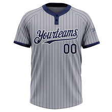 Загрузить изображение в средство просмотра галереи, Custom Gray Navy Pinstripe White Two-Button Unisex Softball Jersey