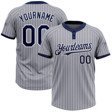 Загрузить изображение в средство просмотра галереи, Custom Gray Navy Pinstripe White Two-Button Unisex Softball Jersey