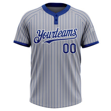 Загрузить изображение в средство просмотра галереи, Custom Gray Royal Pinstripe White Two-Button Unisex Softball Jersey
