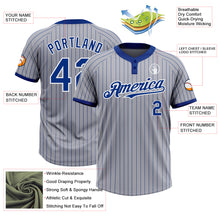 Загрузить изображение в средство просмотра галереи, Custom Gray Royal Pinstripe White Two-Button Unisex Softball Jersey