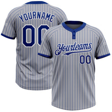 Загрузить изображение в средство просмотра галереи, Custom Gray Royal Pinstripe White Two-Button Unisex Softball Jersey