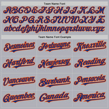 Загрузить изображение в средство просмотра галереи, Custom Gray Royal Pinstripe Orange Two-Button Unisex Softball Jersey