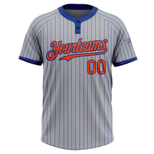 Загрузить изображение в средство просмотра галереи, Custom Gray Royal Pinstripe Orange Two-Button Unisex Softball Jersey