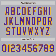 Загрузить изображение в средство просмотра галереи, Custom Gray Purple Pinstripe Gold Two-Button Unisex Softball Jersey