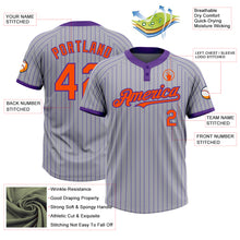 Загрузить изображение в средство просмотра галереи, Custom Gray Purple Pinstripe Orange Two-Button Unisex Softball Jersey