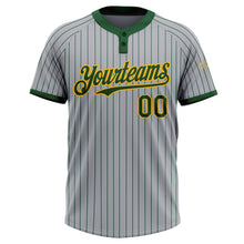 Загрузить изображение в средство просмотра галереи, Custom Gray Green Pinstripe Gold Two-Button Unisex Softball Jersey