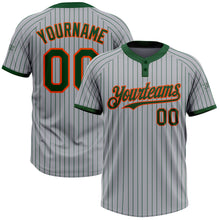 Загрузить изображение в средство просмотра галереи, Custom Gray Green Pinstripe Orange Two-Button Unisex Softball Jersey
