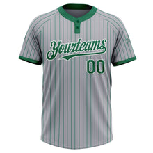 Загрузить изображение в средство просмотра галереи, Custom Gray Kelly Green Pinstripe White Two-Button Unisex Softball Jersey