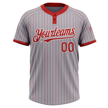 Загрузить изображение в средство просмотра галереи, Custom Gray Red Pinstripe White Two-Button Unisex Softball Jersey