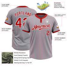 Загрузить изображение в средство просмотра галереи, Custom Gray Red Pinstripe White Two-Button Unisex Softball Jersey