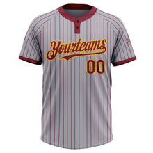Загрузить изображение в средство просмотра галереи, Custom Gray Crimson Pinstripe Gold Two-Button Unisex Softball Jersey