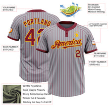 Загрузить изображение в средство просмотра галереи, Custom Gray Crimson Pinstripe Gold Two-Button Unisex Softball Jersey