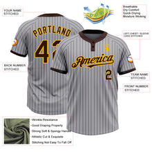 Загрузить изображение в средство просмотра галереи, Custom Gray Brown Pinstripe Gold Two-Button Unisex Softball Jersey