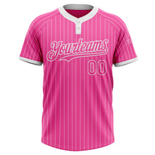 Загрузить изображение в средство просмотра галереи, Custom Pink White Pinstripe White Two-Button Unisex Softball Jersey