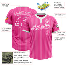 Загрузить изображение в средство просмотра галереи, Custom Pink White Pinstripe White Two-Button Unisex Softball Jersey