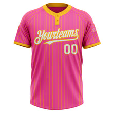 Загрузить изображение в средство просмотра галереи, Custom Pink Gold Pinstripe White Two-Button Unisex Softball Jersey