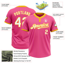 Загрузить изображение в средство просмотра галереи, Custom Pink Gold Pinstripe White Two-Button Unisex Softball Jersey