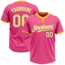 Загрузить изображение в средство просмотра галереи, Custom Pink Gold Pinstripe White Two-Button Unisex Softball Jersey