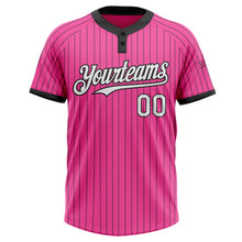 Загрузить изображение в средство просмотра галереи, Custom Pink Black Pinstripe White Two-Button Unisex Softball Jersey