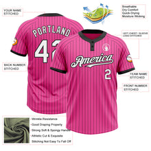 Загрузить изображение в средство просмотра галереи, Custom Pink Black Pinstripe White Two-Button Unisex Softball Jersey