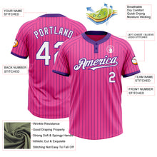 Load image into Gallery viewer, Custom Pink Purple Pinstripe White Two-Button Unisex Softball Jersey