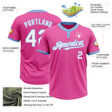 Загрузить изображение в средство просмотра галереи, Custom Pink Light Blue Pinstripe White Two-Button Unisex Softball Jersey