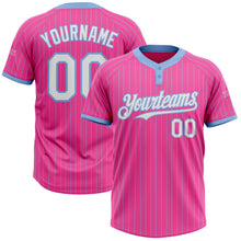 Загрузить изображение в средство просмотра галереи, Custom Pink Light Blue Pinstripe White Two-Button Unisex Softball Jersey