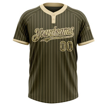 Load image into Gallery viewer, Custom Olive Cream Pinstripe Camo Salute To Service Two-Button Unisex Softball Jersey
