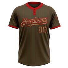 Load image into Gallery viewer, Custom Olive Red Pinstripe Camo Salute To Service Two-Button Unisex Softball Jersey