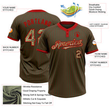 Load image into Gallery viewer, Custom Olive Red Pinstripe Camo Salute To Service Two-Button Unisex Softball Jersey
