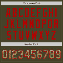 Load image into Gallery viewer, Custom Olive Red Pinstripe Camo Salute To Service Two-Button Unisex Softball Jersey