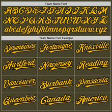 Load image into Gallery viewer, Custom Olive Black Pinstripe Gold Salute To Service Two-Button Unisex Softball Jersey