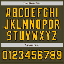 Load image into Gallery viewer, Custom Olive Black Pinstripe Gold Salute To Service Two-Button Unisex Softball Jersey