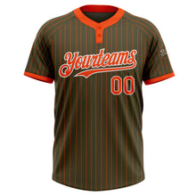 Load image into Gallery viewer, Custom Olive Orange Pinstripe White Salute To Service Two-Button Unisex Softball Jersey
